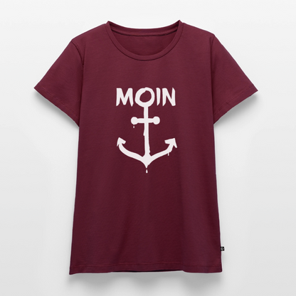 Damen Premium Bio T-Shirt - Moin Anker (weiss) - Burgunderrot