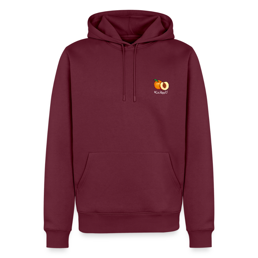 Herren Premium Hoodie - Plüschappel weiß - Burgunderrot