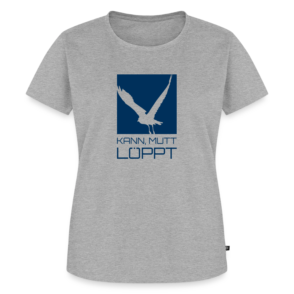 Damen Premium Bio T-Shirt - Kann, mutt, löppt - Grau meliert