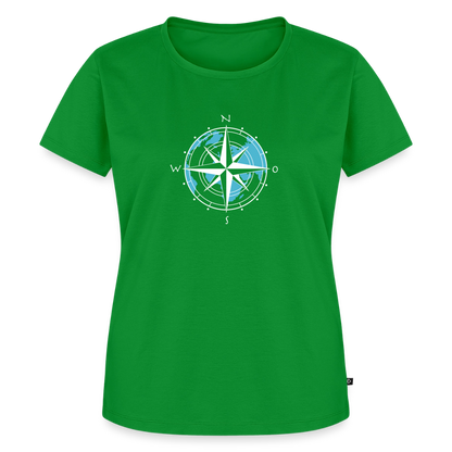 Damen Premium Bio T-Shirt - Kompass (weiss) - Grün