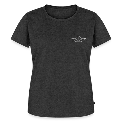 Damen Premium Bio T-Shirt - Origami Boot (weiss) - Anthrazit meliert