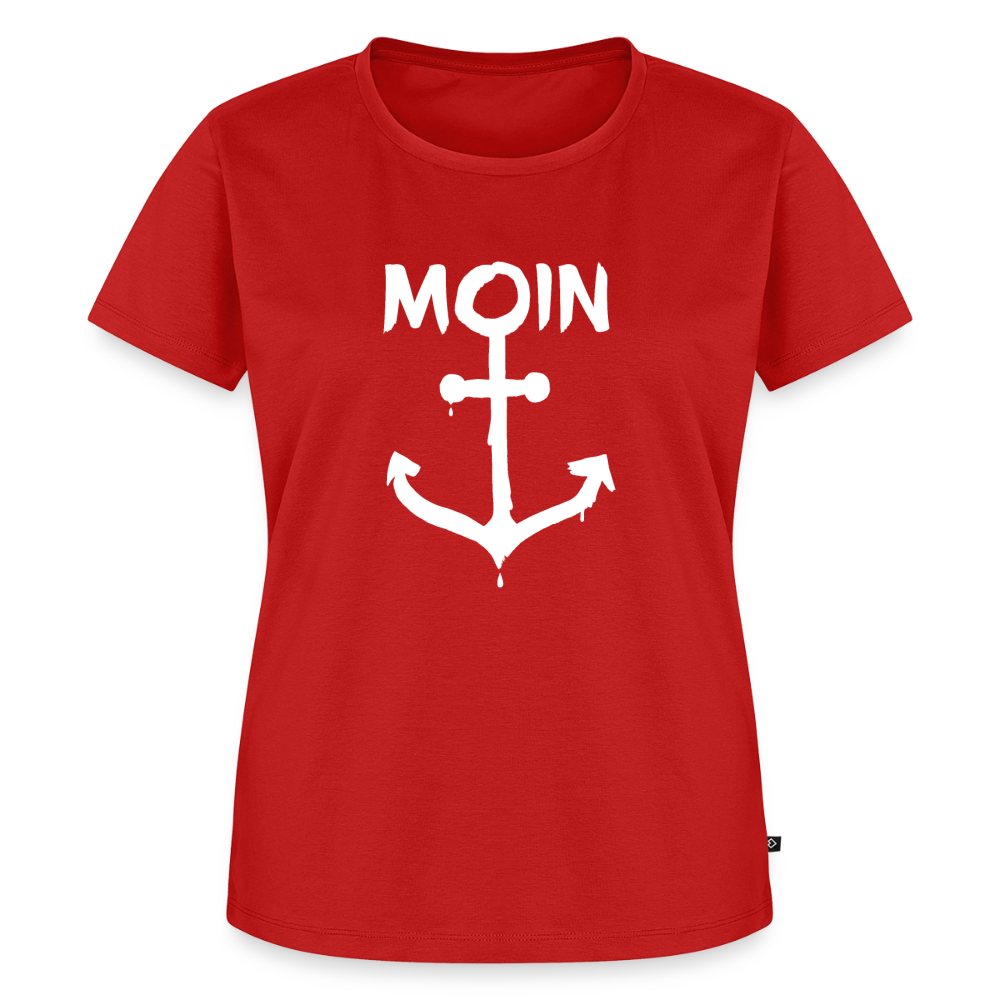 Damen Premium Bio T-Shirt - Moin Anker (weiss) - Rot