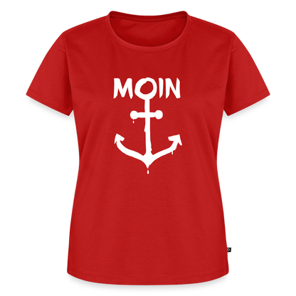 Damen Premium Bio T-Shirt - Moin Anker (weiss) - Rot