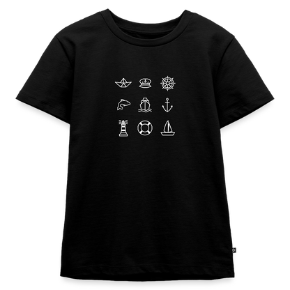 Kinder Premium T-Shirt - Nautik Doodles (weiss) - Schwarz