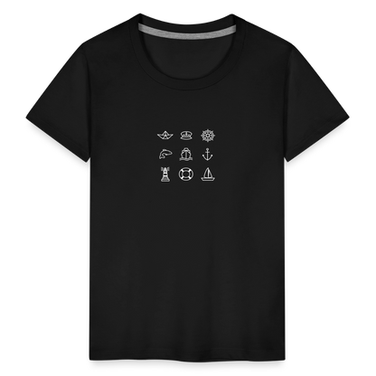Kinder Premium T-Shirt - Nautik Doodles (weiss) - Schwarz