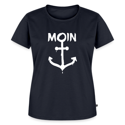 Damen Premium Bio T-Shirt - Moin Anker (weiss) - Navy