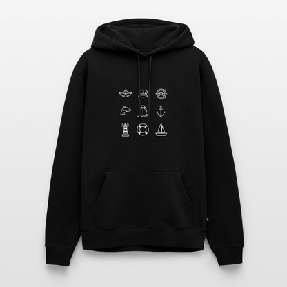 Herren Premium Hoodie - Nautik Doodles (weiss) - Schwarz