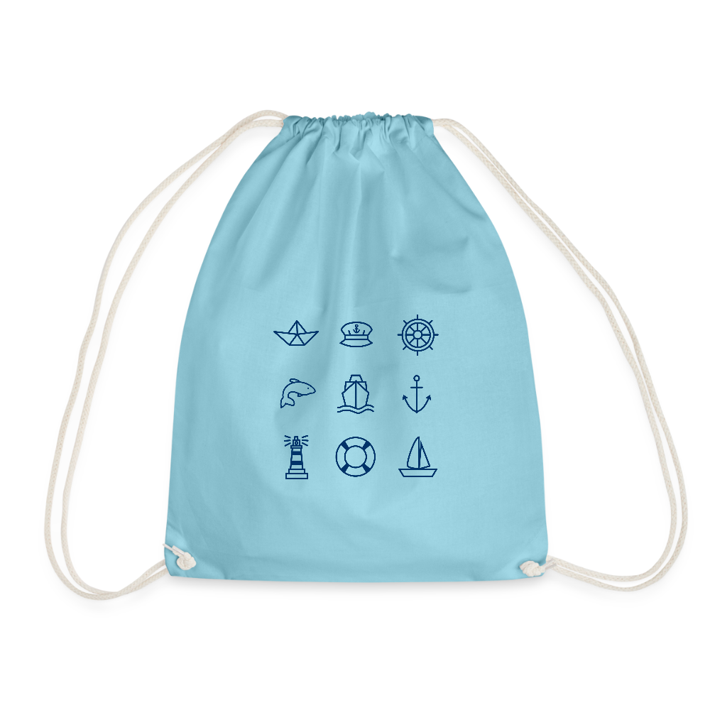 Turnbeutel - Nautik Doodles - Aqua