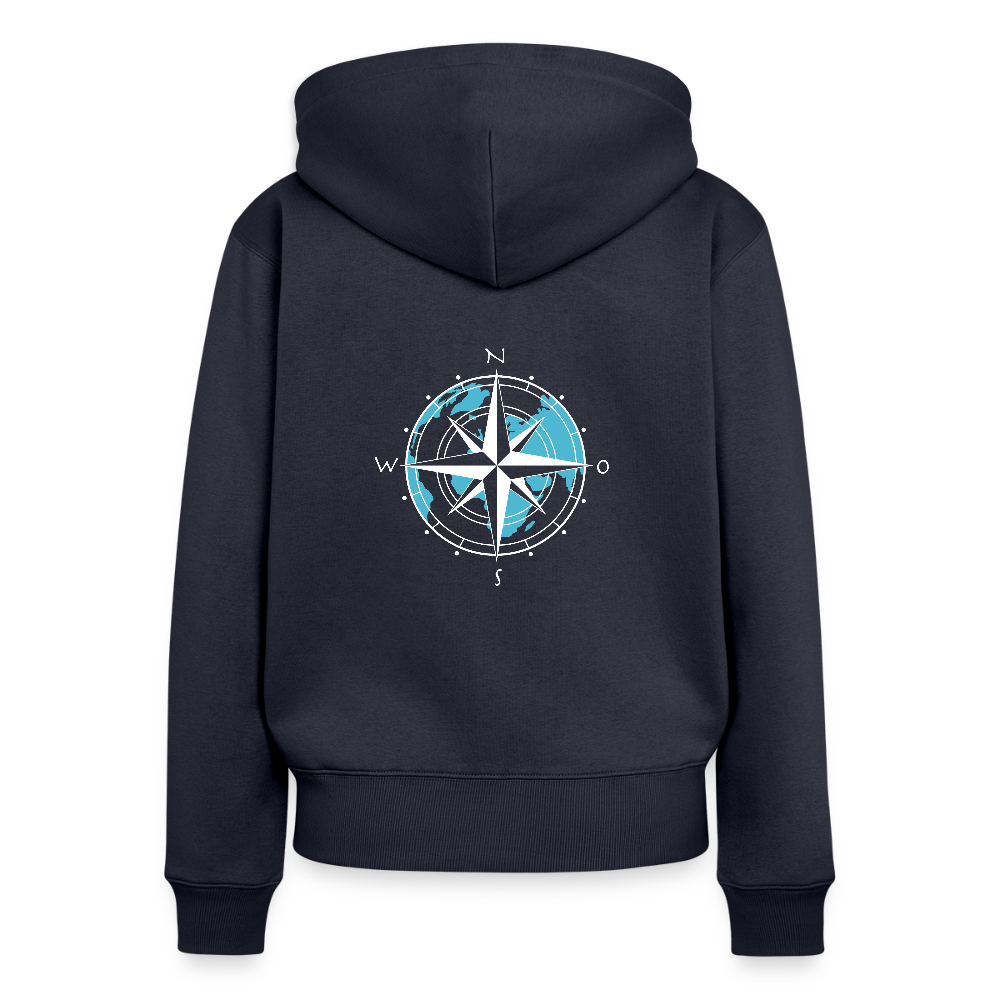 Damen Premium Kapuzenjacke - Kompass (weiss) - Navy