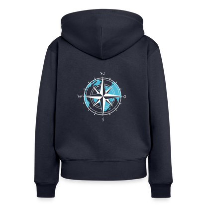 Damen Premium Kapuzenjacke - Kompass (weiss) - Navy