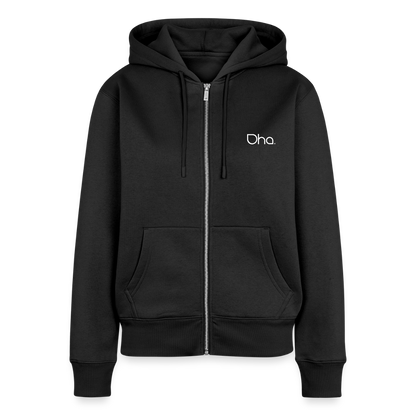 Oha (weiß) - Damen Premium Kapuzenjacke - Schwarz