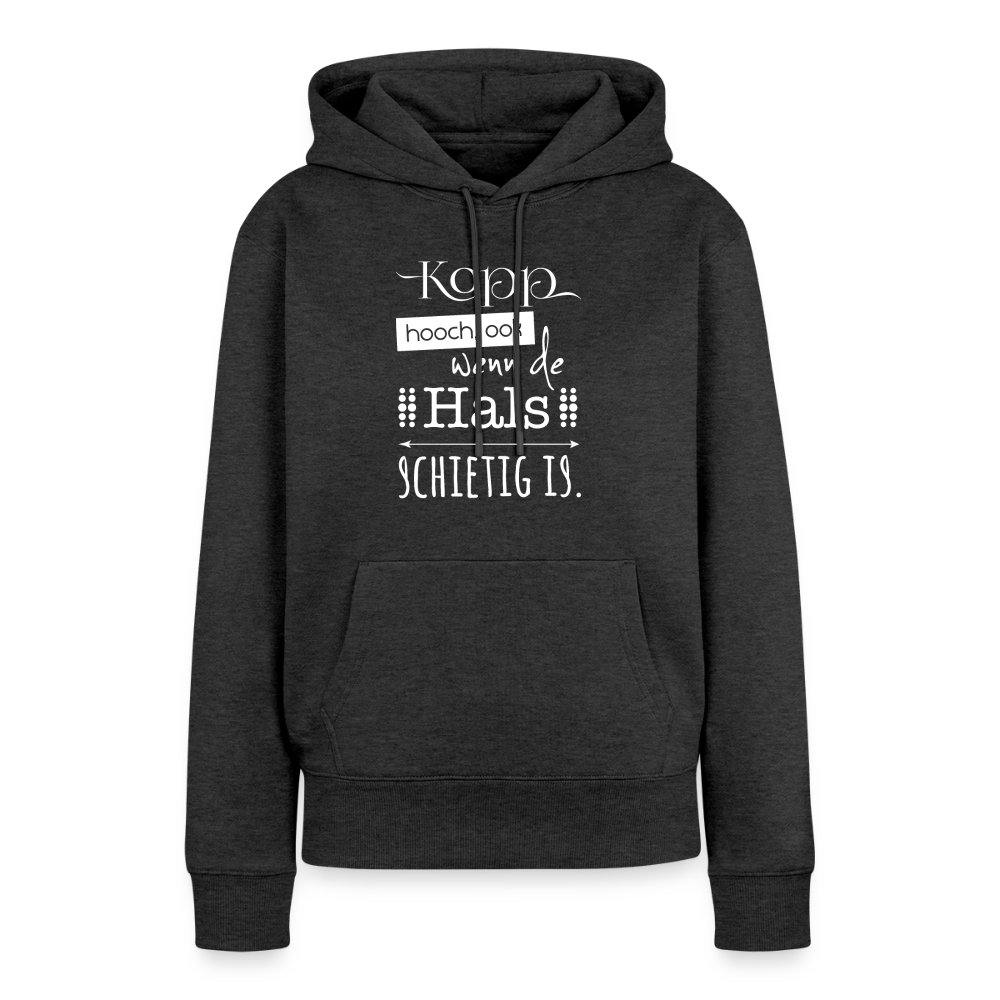 Damen Premium Hoodie - Kopp hooch (weiss) - Anthrazit meliert