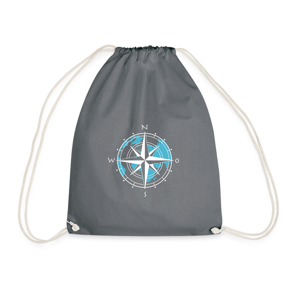 Turnbeutel - Kompass (weiss) - Grau