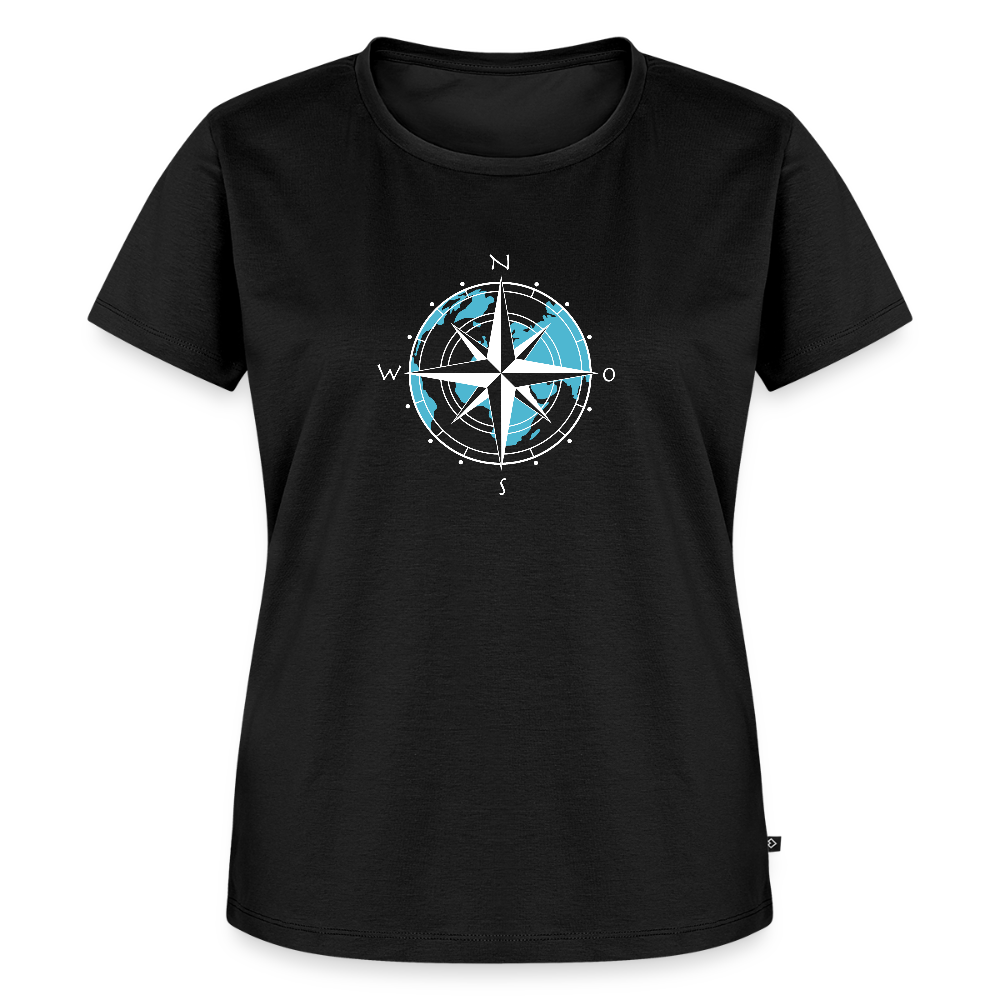 Damen Premium Bio T-Shirt - Kompass (weiss) - Schwarz