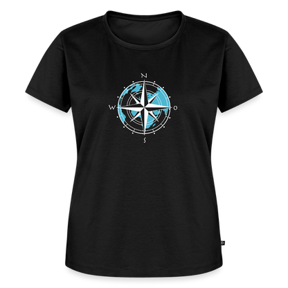 Damen Premium Bio T-Shirt - Kompass (weiss) - Schwarz