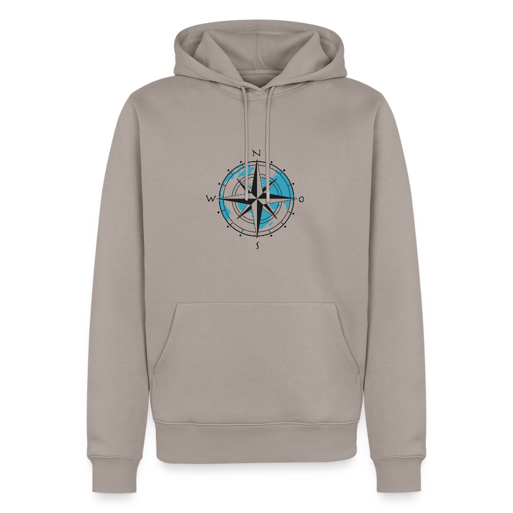 Herren Premium Hoodie - Kompass - Taupe