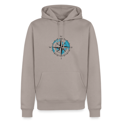 Herren Premium Hoodie - Kompass - Taupe