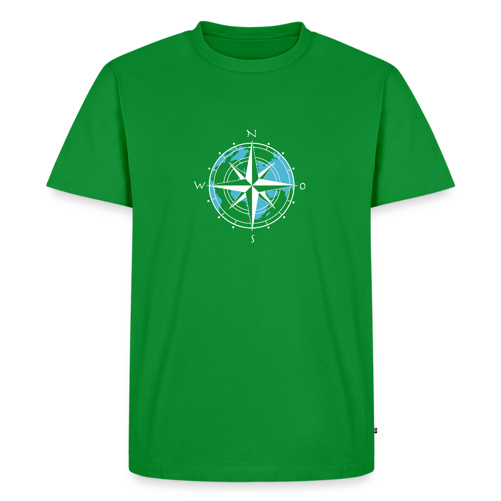 Herren Premium Bio T-Shirt - Kompass (weiss) - Grün