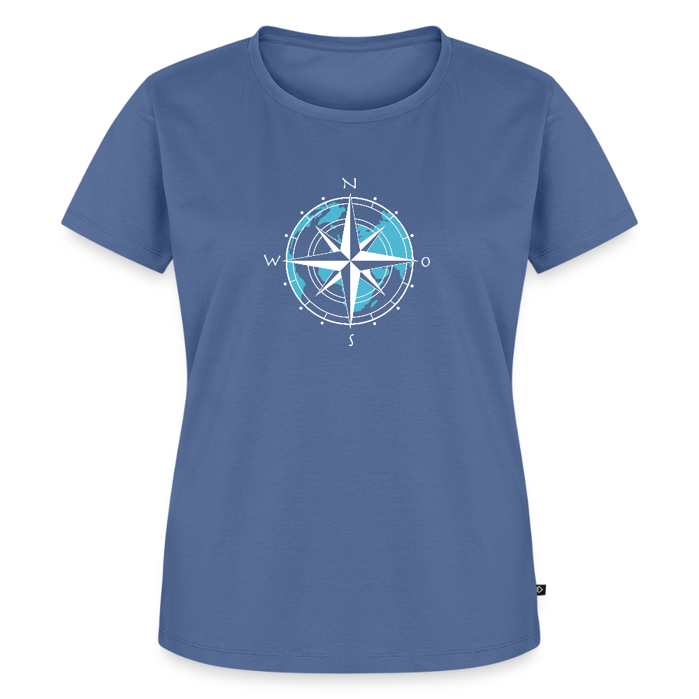 Damen Premium Bio T-Shirt - Kompass (weiss) - Taubenblau