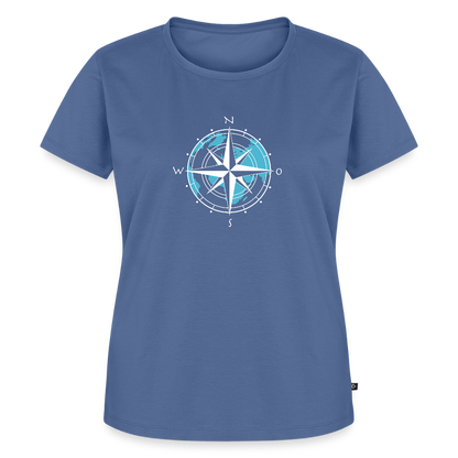 Damen Premium Bio T-Shirt - Kompass (weiss) - Taubenblau