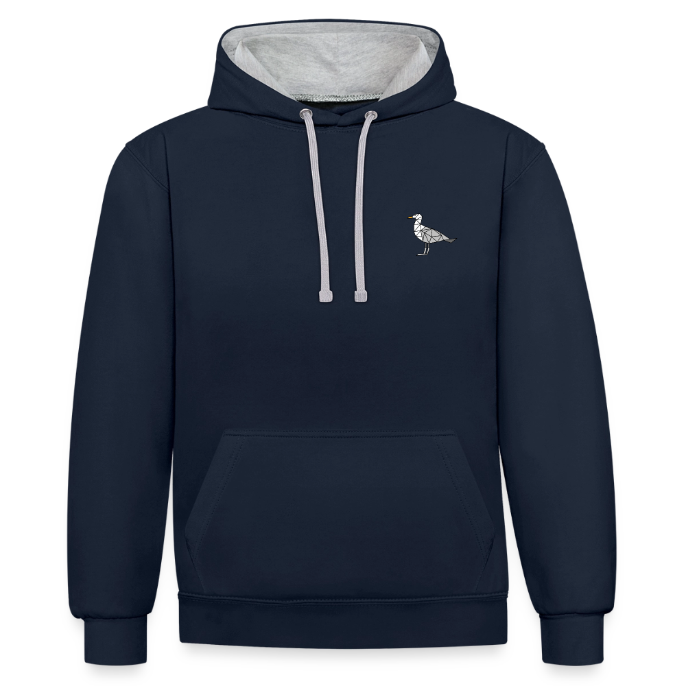 Möwe - Unisex Kontrast-Hoodie - Navy/Grau meliert