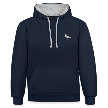 Möwe - Unisex Kontrast-Hoodie - Navy/Grau meliert