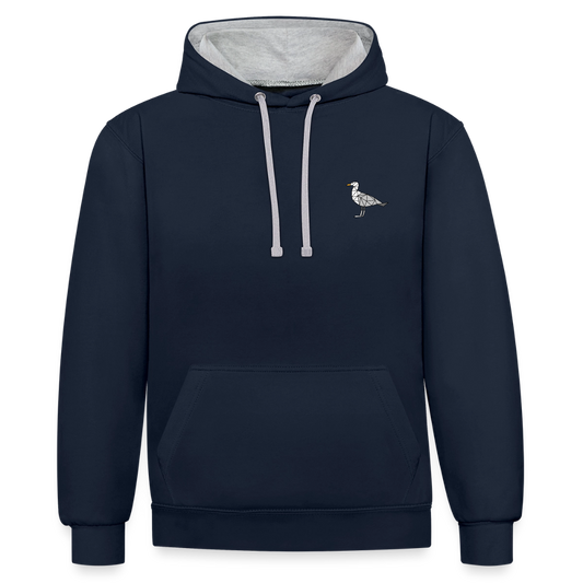 Möwe - Unisex Kontrast-Hoodie - Navy/Grau meliert