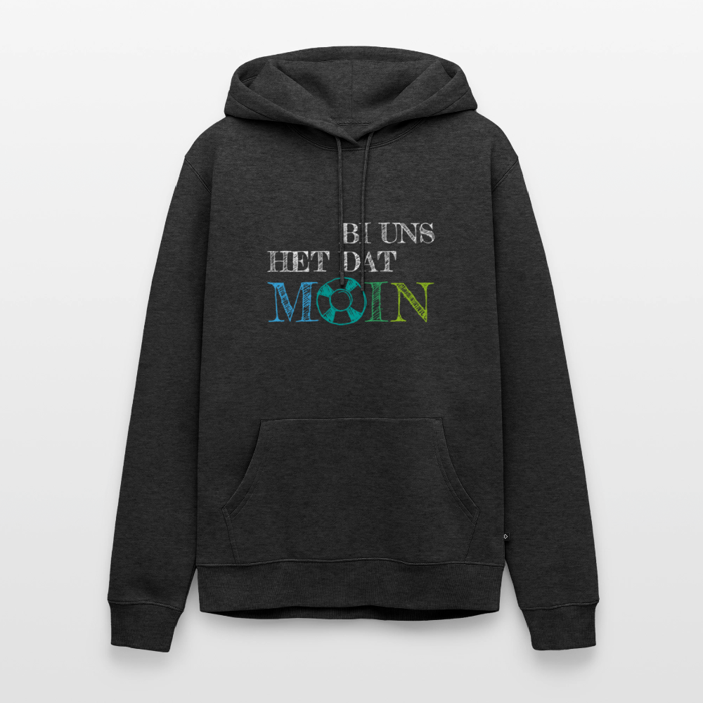 Herren Premium Hoodie- Bi uns het dat Moin (weiss) - Anthrazit meliert