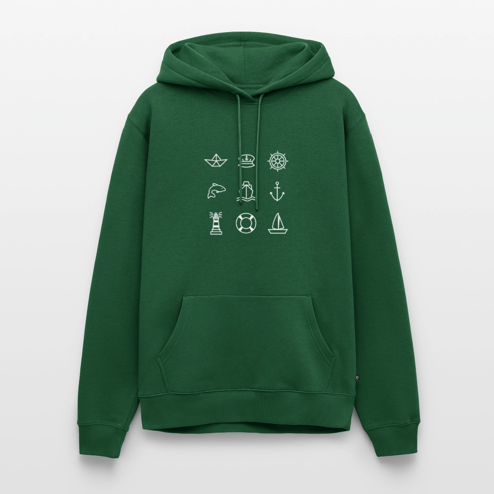 Herren Premium Hoodie - Nautik Doodles (weiss) - Flaschengrün