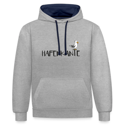 Hafenkante - Unisex Kontrast-Hoodie - Grau meliert/Navy