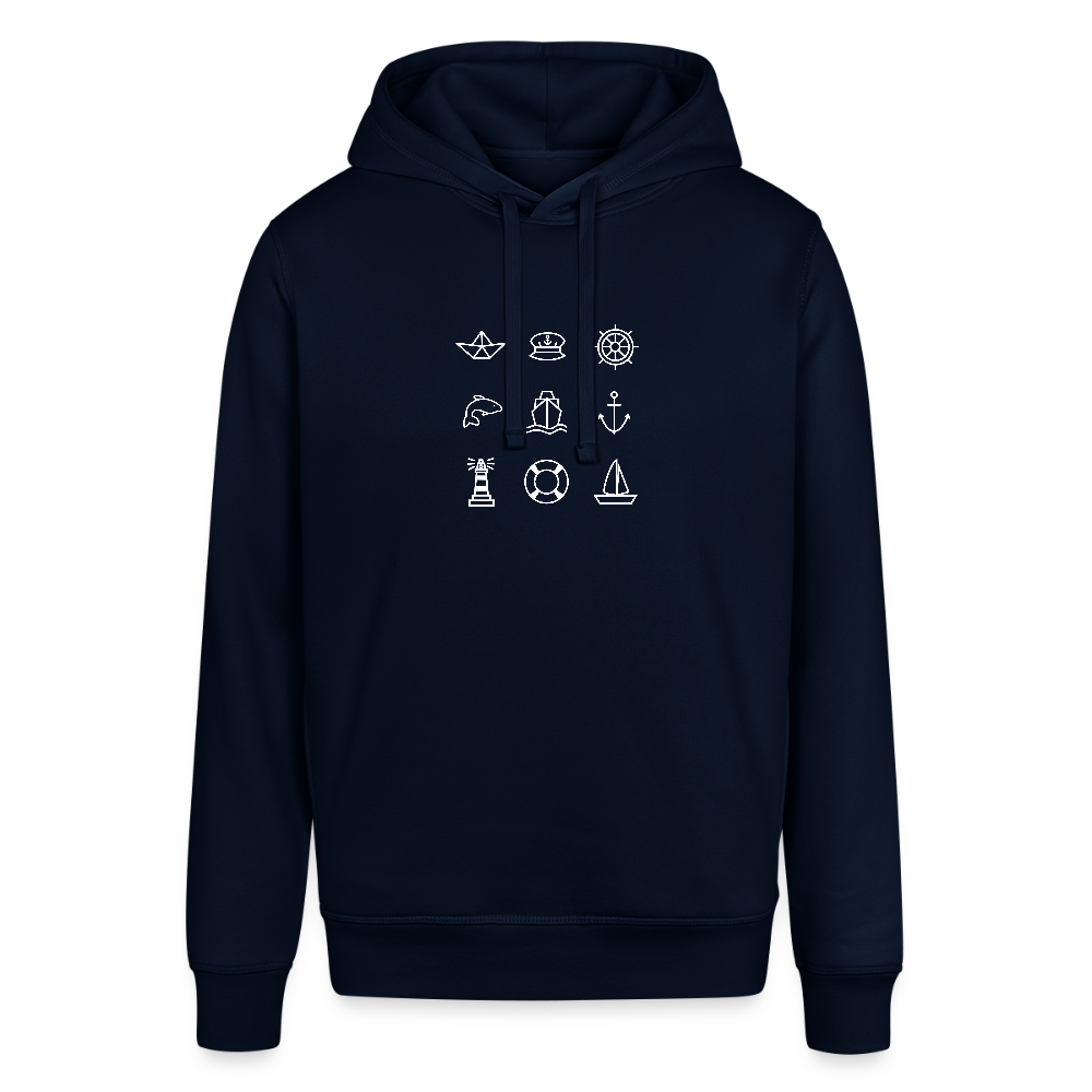 Unisex Bio-Hoodie - Nautik Doodles (weiss) - Navy