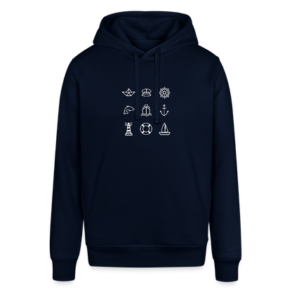 Unisex Bio-Hoodie - Nautik Doodles (weiss) - Navy