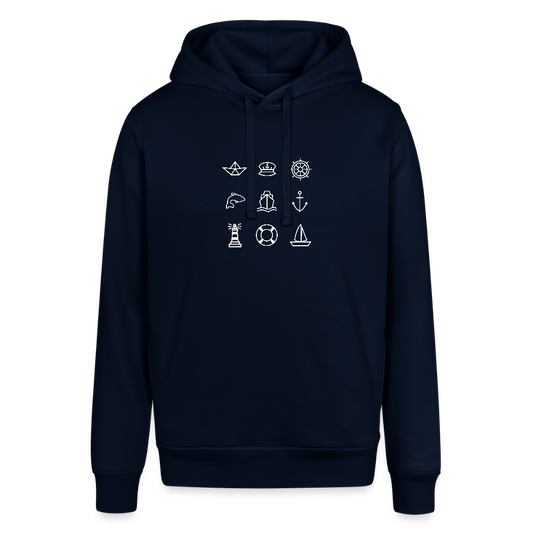 Unisex Bio-Hoodie - Nautik Doodles (weiss) - Navy