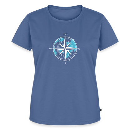 Damen Premium Bio T-Shirt - Kompass (weiss) - Taubenblau
