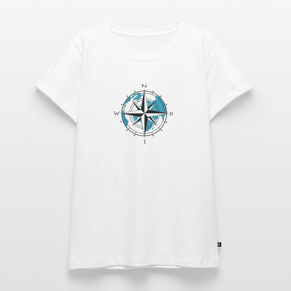 Damen Premium Bio T-Shirt - Kompass - Weiß
