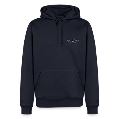 Herren Premium Hoodie - Origami Boot (weiss) - Navy