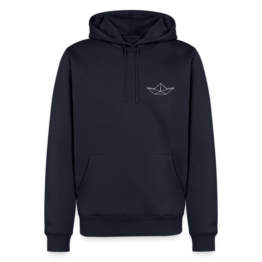 Herren Premium Hoodie - Origami Boot (weiss) - Navy