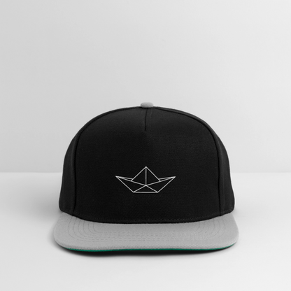 Snapback Cap - Origami Boot (weiss) - Schwarz/Grau