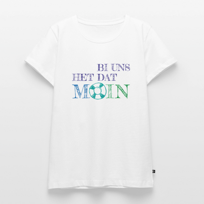 Damen Premium Bio T-Shirt - Bi uns het dat Moin - Weiß