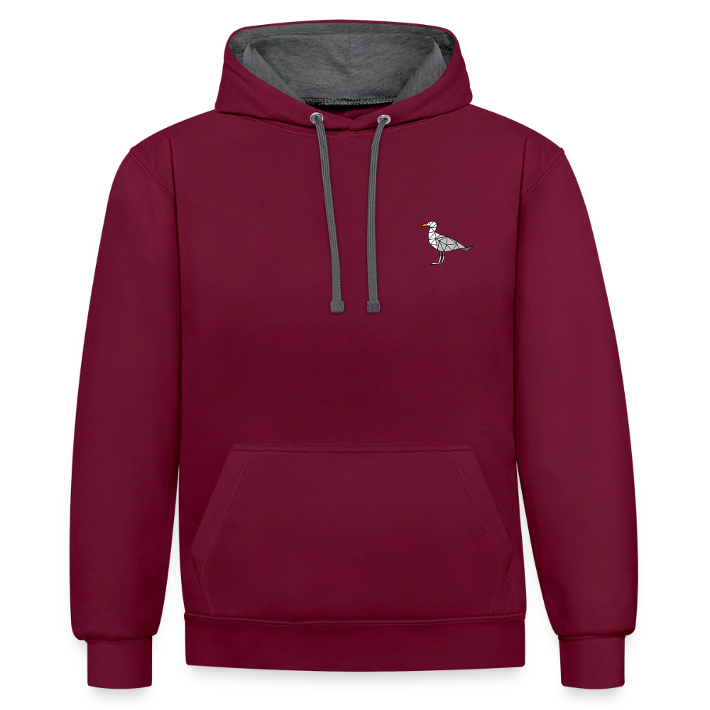 Möwe - Unisex Kontrast-Hoodie - Weinrot/Anthrazit