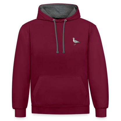 Möwe - Unisex Kontrast-Hoodie - Weinrot/Anthrazit