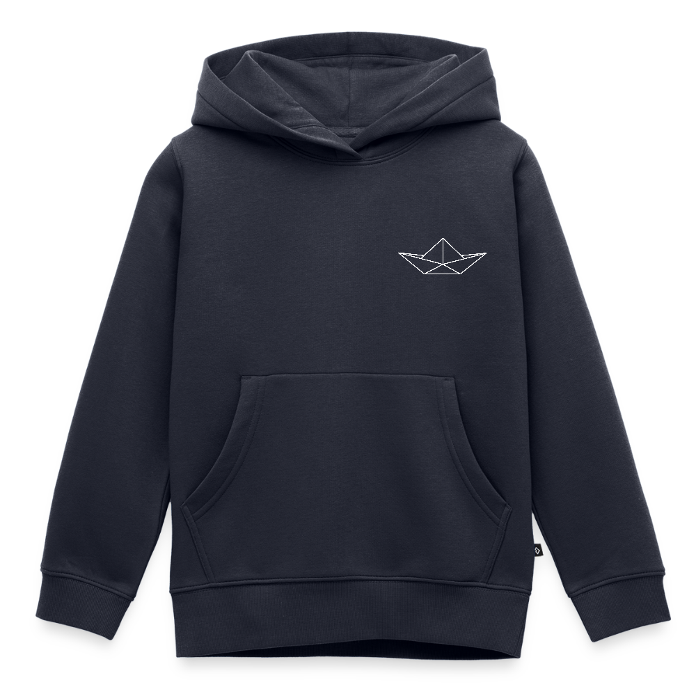 Kinder Premium Hoodie - Origami Boot (weiss) - Navy