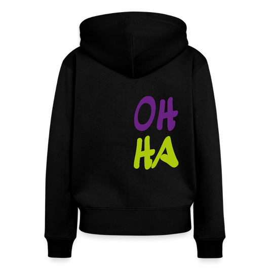 Frauen Premium Kapuzenjacke - Oh ha - Schwarz
