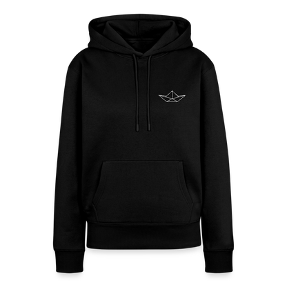 Damen Premium Hoodie - Origami Boot (weiss) - Schwarz
