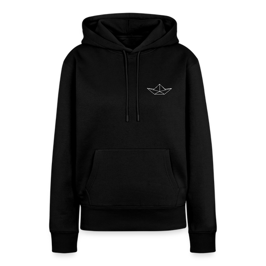 Damen Premium Hoodie - Origami Boot (weiss) - Schwarz