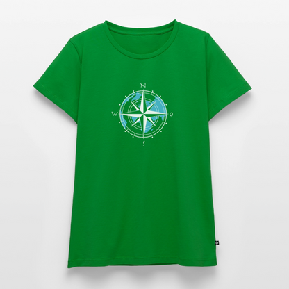 Damen Premium Bio T-Shirt - Kompass (weiss) - Grün