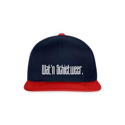 Snapback Cap - wat'n Schietweer (weiss) - Navy/Rot