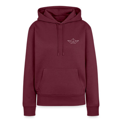 Damen Premium Hoodie - Origami Boot (weiss) - Burgunderrot