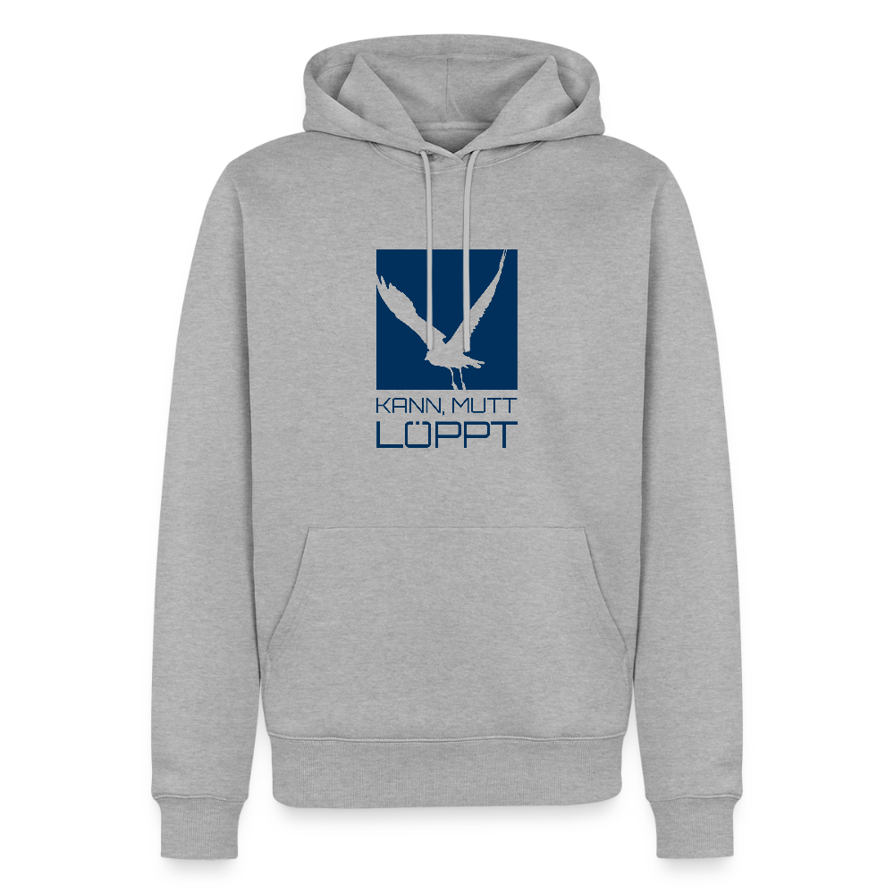 Herren Premium Hoodie - kann, mutt, löppt - Grau meliert