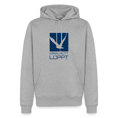 Herren Premium Hoodie - kann, mutt, löppt - Grau meliert